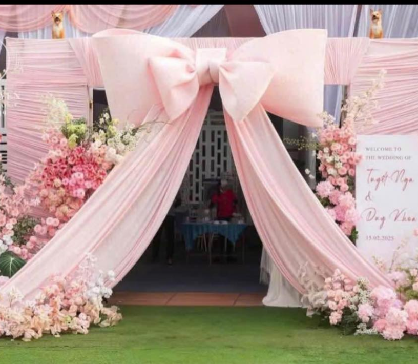 MẪU CỔNG CƯỚI NƠ HỒNG 
