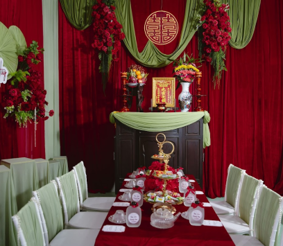 TRANG TRÍ TIỆC CƯỚI BA TRI - TONE ĐỎ