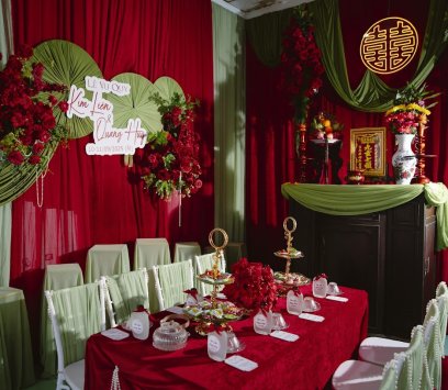 TRANG TRÍ TIỆC CƯỚI BA TRI - TONE ĐỎ