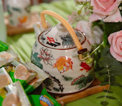 TRANG TRÍ GIA TIÊN BA TRI - GÓI HOA LỤA TONE XANH 