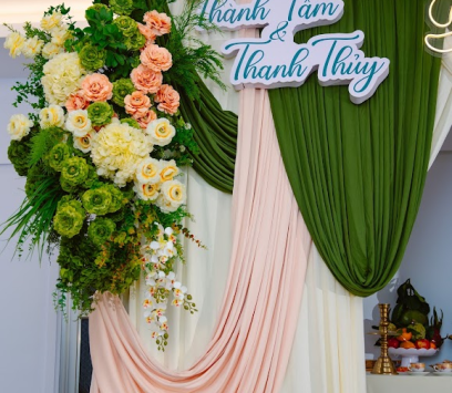 TRANG TRÍ GIA TIÊN TONE XANH HỒNG