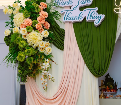 TRANG TRÍ GIA TIÊN TONE XANH HỒNG